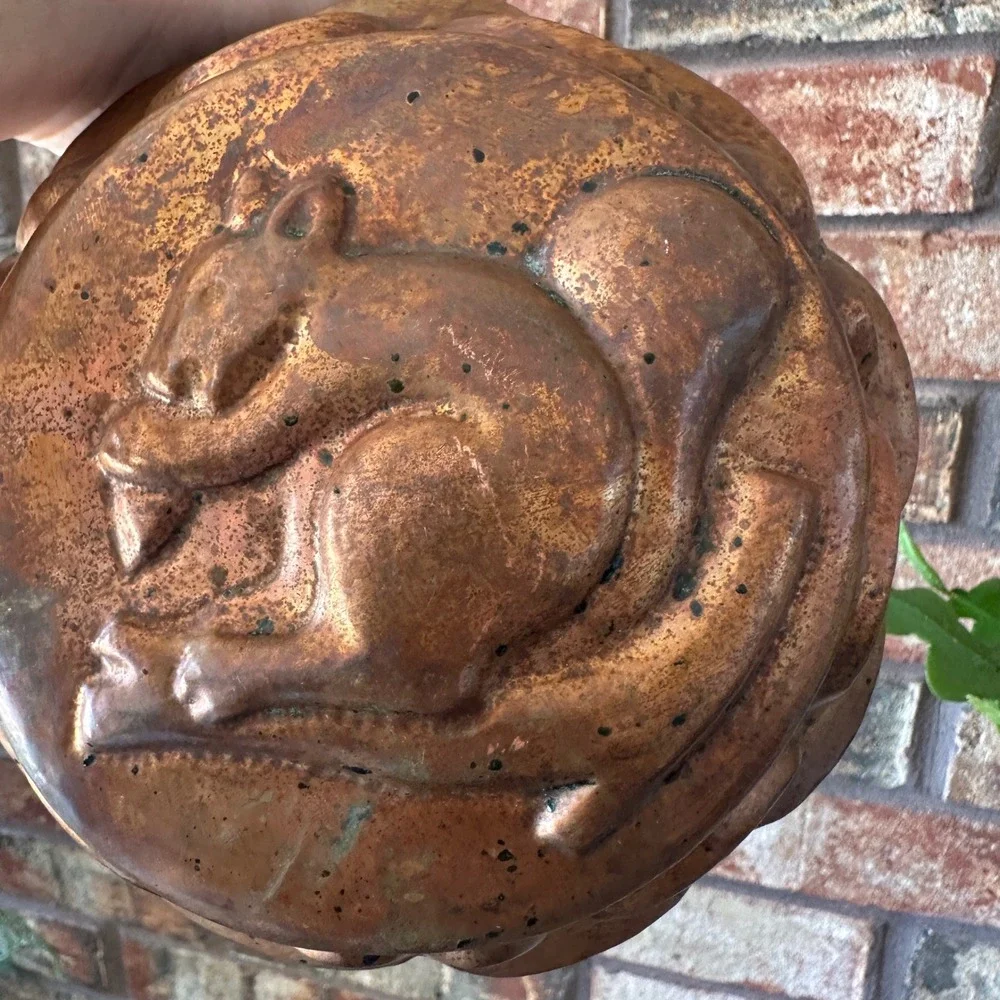 Vintage Copper Squirrel Bundt Cake Mold Wall Hanging Kitchen Decor Rustic